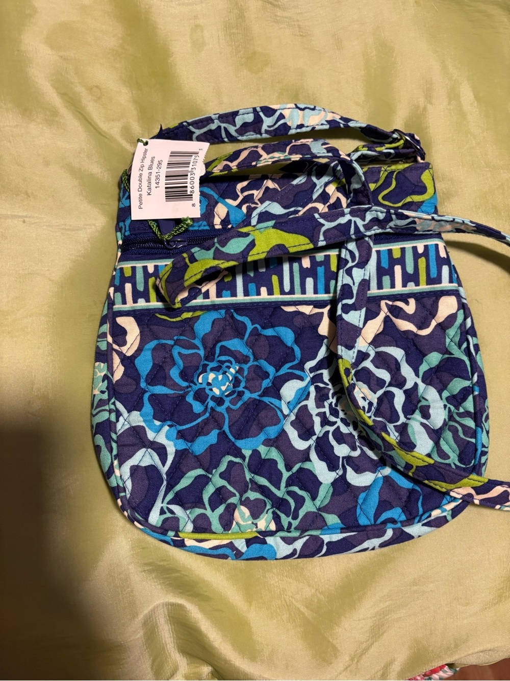 Vera Bradley Navy and Teal Floral Quilted Crossbody Bag